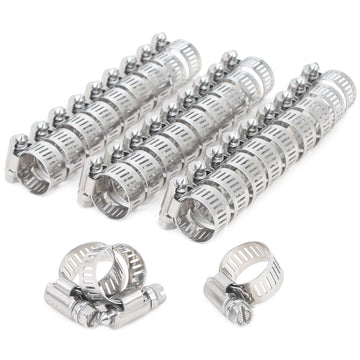 LTWFITTING  11-20mm Stainless Steel 304 Hose Clamp, Adjustable Worm Gear Clamps for Automotive Radiator Fuel Line Plumbing Intercooler and Mechanical Applications (Pack of 30)